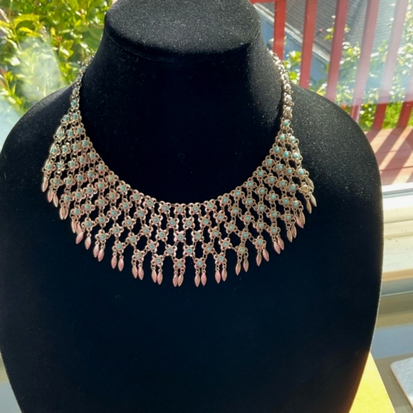 Navajo Turquoise and COIN silver antique necklace - Picture 7 of 17